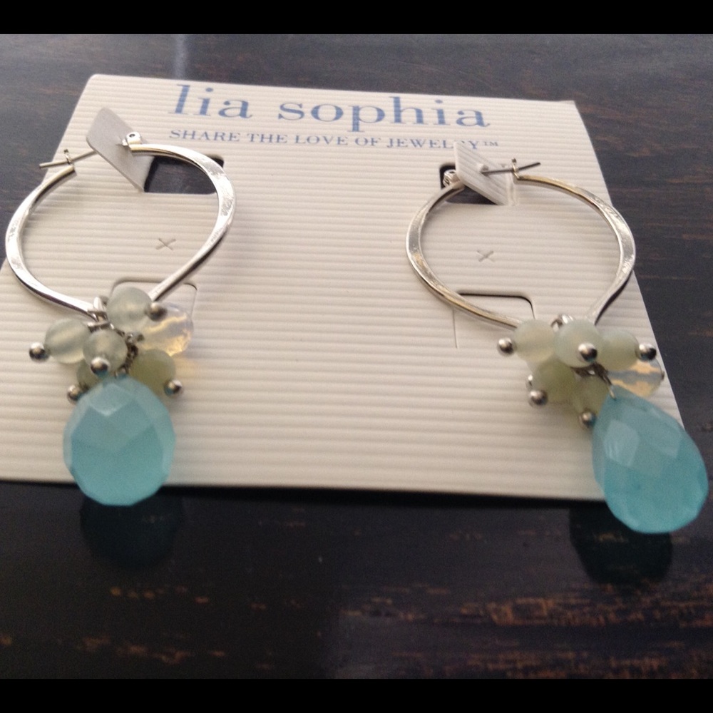 Lia Sophia Amazonite hoop earrings - Picture 2 of 3